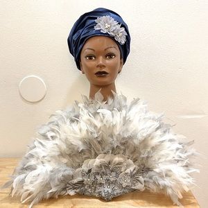 Ostrich Fan, Bridal Fan, Feather Hand Fan. African Feather Fan